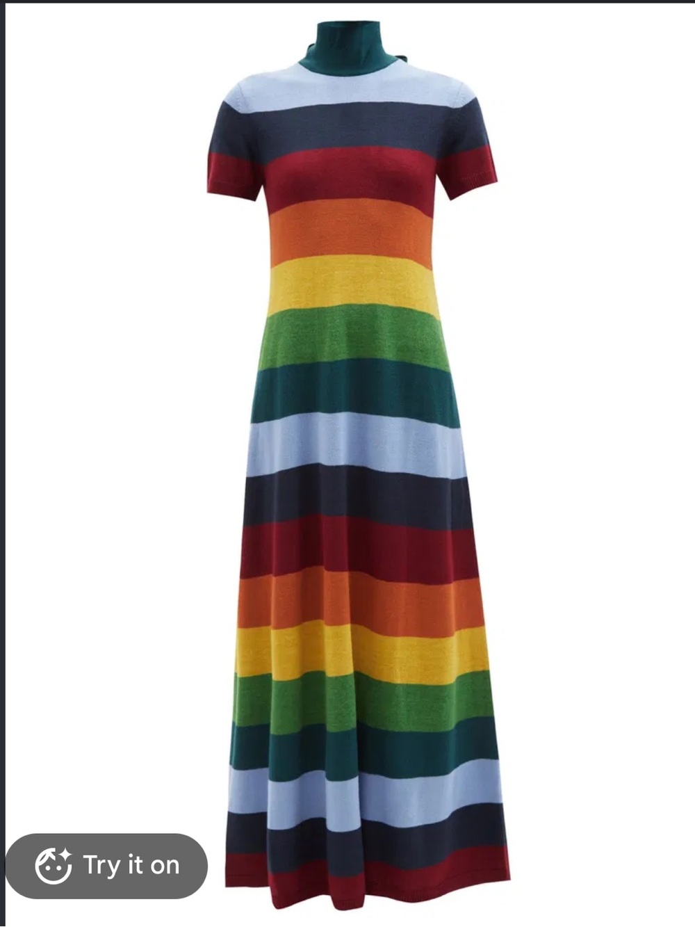 STAUD Fox Rainbow Knit Stripe Maxi Skirt in Bold Colorblock
